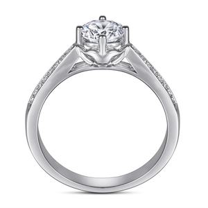 Bague de fiançailles et de mariage élégante en argent sterling 925, tendance, sertie de zircon cubique, sertissage à griffes, plaquée rhodium pour femmes - Product Image 2