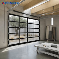 Porte de garage sectionnelle à panneaux PC avec cadre en aluminium et vitrage résistant aux chocs pour garages, ateliers et zones de service
