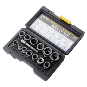 14 Piece Nut Bolt Extractor <b>Socket</b> Set 1/4 To 3/8 Drive Hex Adapter For Home Repair - Product Image 2