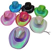 Cappello da Cowboy/Cowgirl GLG577 per Adulti, per Halloween, Natale, Feste, EDC, Cosplay, Costume con Luci LED Colorate