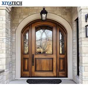 XIYATECHカスタマイズ無垢材玄関ドア木製メインシングル木製アーチドアデザインヴィラ用 - Product Image 2