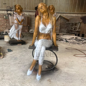 Escultura de Mujer Desnuda de Metal de Tamaño Real, Arte Moderno para Decoración de Jardín, Estatua de Bronce de Mujer Sentada en Venta, BLVE - Product Image 5