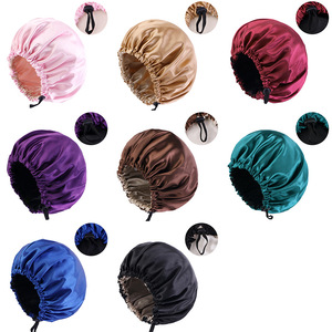 <span class=keywords><strong>Bonnet</strong></span> en satin personnalisé avec logo pour femmes, <span class=keywords><strong>bonnet</strong></span> de nuit en soie à la mode européenne et américaine, <span class=keywords><strong>bonnet</strong></span> souple réglable à élastique - Product Image 5
