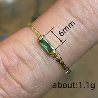 Kadınlar için Baget Taşlı İnce Bant Yüzük, 6mm, Altın Kaplama Pirinç Zarif Geometrik İstiflenebilir Yüzük, 5 Renk