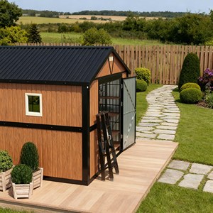 Best Selling 12X10 FT Metal Backyard <strong>Tool</strong> <strong>Storage</strong> Shed Rot Proof Easily Assembled Durable Clear Window Modern Garden Furniture - Product Image 5