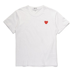 T-shirt per Coppie in Puro Cotone <span class=keywords><strong>con</strong></span> Ricamo a <span class=keywords><strong>Cuore</strong></span>, Magliette Estive a Maniche Corte <span class=keywords><strong>con</strong></span> Collo Tondo e Ricamo di <span class=keywords><strong>Cuore</strong></span> <span class=keywords><strong>Rosso</strong></span> - Product Image 4