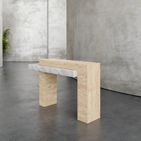 Goldtop Design Pierre Naturelle Travertin de Luxe en Pierre Naturelle avec Onyx Tables Consoles Meubles de Maison Table pour le Salon