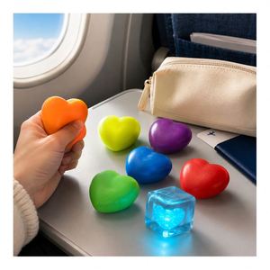 Custom Logo <b>Light</b> up <b>Cube</b> Toy Heart Squeeze Ball Soft TPR Squishy Stress Relief Novelty Gift Importer Supply Trade - Product Image 3