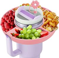 Sevimli kullanımlık silikon aperatif kasesi için 40oz Stanley kupası aksesuarları silikon aperatif yüzük tablası Stanley Tumbler için