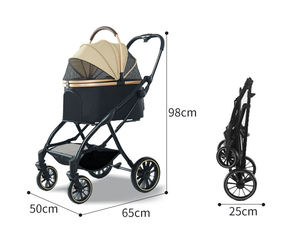 Poussette de voyage pliable de luxe <span class=keywords><strong>pour</strong></span> petits animaux de compagnie Transporteur <span class=keywords><strong>pour</strong></span> animaux de compagnie à 4 roues <span class=keywords><strong>pour</strong></span> chats et chiens Solution de voyage mobile - Product Image 6
