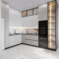 Cuisine moderne modulaire avec îlot, personnalisable, en MDF, finition laquée mate
