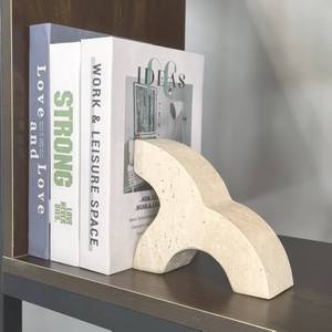 1 pz. Fermalibri in Travertino Artigianale Telazzo Moderno Art Déco con Forma Irregolare per Compleanni, Arredamento Casa e Hotel - Product Image 1