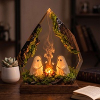 Lampe fantôme d'Halloween en époxy faite à la main par Bonfire, adorable ornement de bureau fantôme, veilleuse fabriquée en Chine, cadeau idéal pour les amis