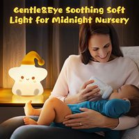 Veilleuse étoile mignonne pour enfants, 9 couleurs, batterie rechargeable, veilleuse pour bébé fille et garçon, lampe en silicone pour chambre d'enfant