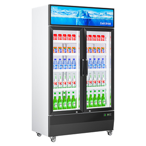 Réfrigérateur vertical commercial pour supermarché, refroidisseur d'air pour boissons, avec 2 portes et éclairage LED - Product Image 2