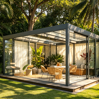 Véranda panoramique coulissante moderne en verre rétractable pour villa, jardin et serre végétale