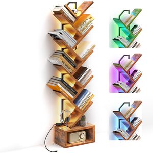 SENYU Bibliothèque Moderne en Bois à 6 Niveaux, Étagère Autonome avec Éclairage LED pour Salon et Mobilier de Maison - Product Image 6