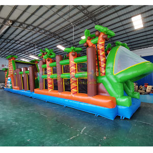 Château gonflable pour enfants, parcours d'obstacles, aire de jeux combinée, château gonflable, jungle, jouet d'amusement portable, capacité de 1000 kg - Product Image 2