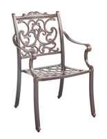 Fauteuil de jardin élégant en aluminium moulé avec décor en volutes, résistant aux intempéries, pour terrasse et repas en plein air