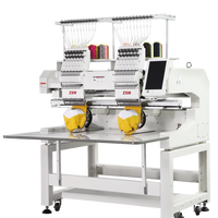 Machine à broder numérique industrielle à 2 têtes pour casquettes et chapeaux, machine à broder informatisée 1200 tr/min, machine à broder plate pour vêtements