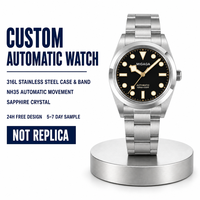 Montre homme Sn0021, verre bombé, automatique, montre-bracelet, marque privée, 10 ATM résistant à l'eau, montres mécaniques personnalisées
