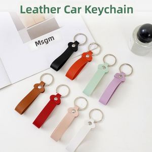Faux Leather Keychain Creative Simple Metal <b>Key</b> <b>Ring</b> Multi-color Macaron Car Keyring Pendant - Product Image 2