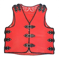 Chaleco de Cuero Vaquero para Hombre HULAR INTL, Estilo Racing, Color Rojo, para Motocicleta, Diseño Vintage con Patrón de Camuflaje, Cuello en V