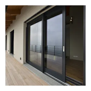 Exterieur 4 Paneel Dubbele Beglazing Aluminium Gehard Glas Schuifdeuren Voor Balkon Openslaande Deuren Ingang