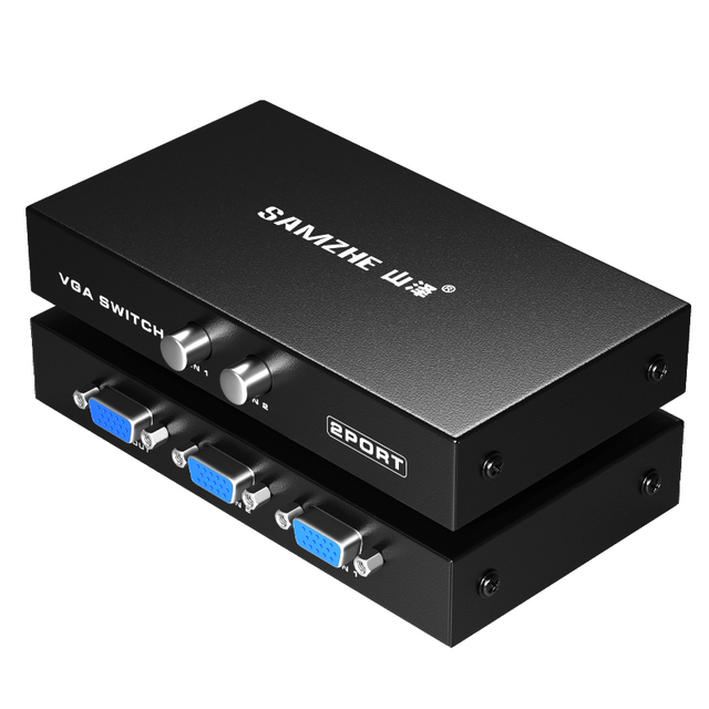 SAMZHE 2K VGA Switcher Metal 2-in-1-out HDCP HD Video Allocator 2-to-1 Shared Monitor for Display Laptop Smart Box Projector