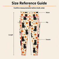 Leggings taille haute pour femmes à imprimé Halloween avec poches latérales, pantalon de sport et de yoga en soie de lait, motifs chat et citrouille, collection automne, vente en gros personnalisée