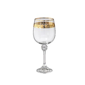 Crystalex Red Wine Glass 201-300ml Gold Trim Handmade Vintage Style Wedding - Product Image 1