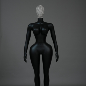 Maniquí femenino negro de cuerpo completo, talla grande, con busto y caderas anchas, para exhibición en tienda de ropa de estilo <span class=keywords><strong>occidental</strong></span>. - Product Image 1