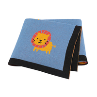 Couverture polaire tricotée en coton super doux avec motif jacquard lion de luxe Mimixiong pour bébé, idéale pour lit, poussette et serviette.