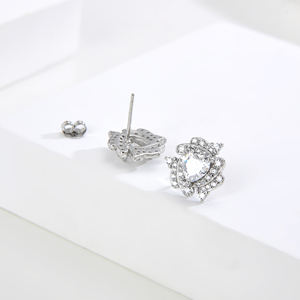 BAOXIN nouvelle <span class=keywords><strong>fleur</strong></span> Triangle Niche tempérament lumière luxe plein de diamant Rose 925 argent Sterling incrusté boucles d'oreilles polyvalentes - Product Image 6