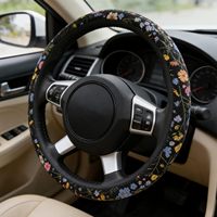 Accessoire de voiture unisexe, antidérapant, respirant et absorbant la transpiration, housse de volant mignonne, accessoire de voiture à motif de fleurs sauvages.