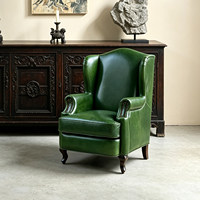 Fauteuil en cuir véritable huilé style américain, vintage, fauteuil simple de style campagnard, chaise décontractée Tiger, pour hôtel, villa, salon, club
