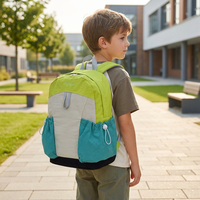 Sac à dos en nylon pour enfants, color block, décontracté, pour l'extérieur, voyage, réduction de la charge, grande et petite taille, unisexe, fermeture éclair et cordon de serrage