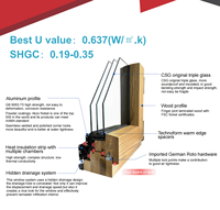 Fenêtre à battant en bois massif avec revêtement en aluminium, triple vitrage, verre trempé Low-E, norme énergétique Energy Star, maison passive