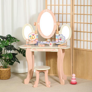 Table de maquillage de princesse réaliste de Style nordique avec miroir à trois côtés jouet d'<span class=keywords><strong>habillage</strong></span> en bois pour la mode de beauté de jeu de simulation de filles - Product Image 2