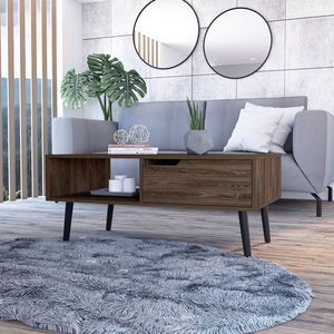 DB Hamburg Living Room Furniture Minimalist Modern Design Foldable Coffee Table with Open <b>Shelf</b> and <b>Drawer</b> - Product Image 1