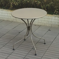 Table d'extérieur carrée, couleur blanc/noir/champagne, modèle S60, café, salle à manger décontractée, mobilier d'extérieur en fer forgé
