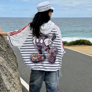 6736/Ultimo Design Moda T-Shirt con Cappuccio Stampa Mickey Minnie e Pantaloni Effetto Usurato Streetwear Casual Quotidiano - Product Image 6