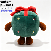 Coffret Cadeau de Noël Très Vendu : Peluche Verte avec Grand Nœud Rouge et Étoiles Brodées – Idéal pour Enfants