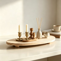 Plateau à parfum en bois, plateau rond en bois pour salle de bain, porte-bougie d'aromathérapie, plateau décoratif en bois pour salle de bain