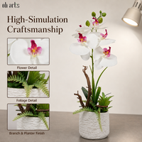 Orchidée Phalaenopsis Artificielle de Luxe Moderne au Toucher Réel, Bonsaï, Impression 3D, Orchidée Papillon Réaliste dans un Vase en Céramique pour la Décoration