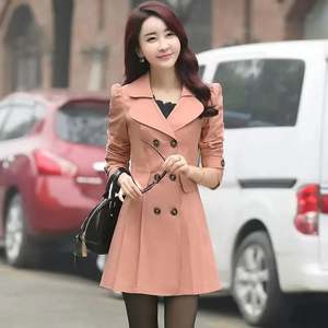Wholesale <b>Ladies</b> Fashion Button Lapel Elegant Windbreaker Spring Autumn <b>Coat</b> Outwear Jacket for Women <b>Lady</b> <b>Coat</b> J0188 - Product Image 3