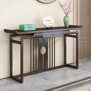 โต๊ะคอนโซลไม้จริงสีวอลนัทสไตล์จีนสำหรับตกแต่งทางเข้าบ้าน - Product Image 1