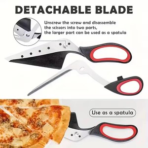 Forbici per <span class=keywords><strong>pizza</strong></span> multifunzionali Lama in acciaio inossidabile Utensili da taglio staccabili Impugnatura ergonomica Nero e rosso per cucina da ristorante - Product Image 2