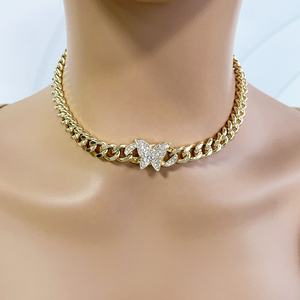 <span class=keywords><strong>2026</strong></span>年トレンドジュエリー バタフライ フルダイヤモンド キューバンチェーン ペンダントネックレス - 女性のためのファッショナブルなチャーム - チェーンネックレス - Product Image 3