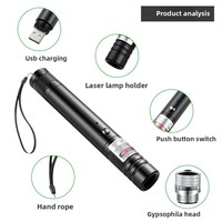 Lampe torche tactique rechargeable par USB haute puissance, mise au point réglable, pointeur laser vert LED, lampe de poche longue portée pour la conduite, 701